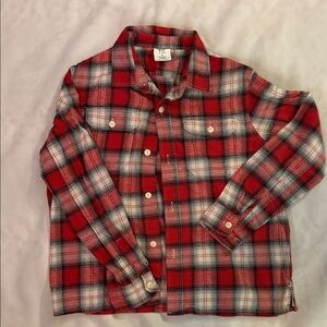 GAP Red Plaid Kids Flannel Button Down Shirt